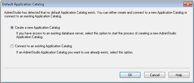 Default Application Catalog Dialog Box
