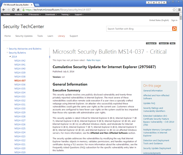 Microsoft Security Bulletin MS14-037